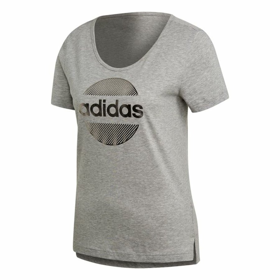 Kortrmet T-shirt til Kvinder Adidas Linear Lysegr #1