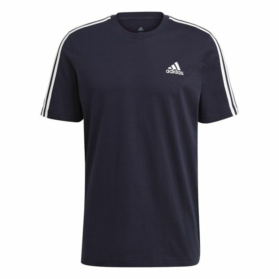 Kortrmet T-shirt til Mnd Essentials 3 bandas Adidas Legend Ink Bl Mrkebl #2