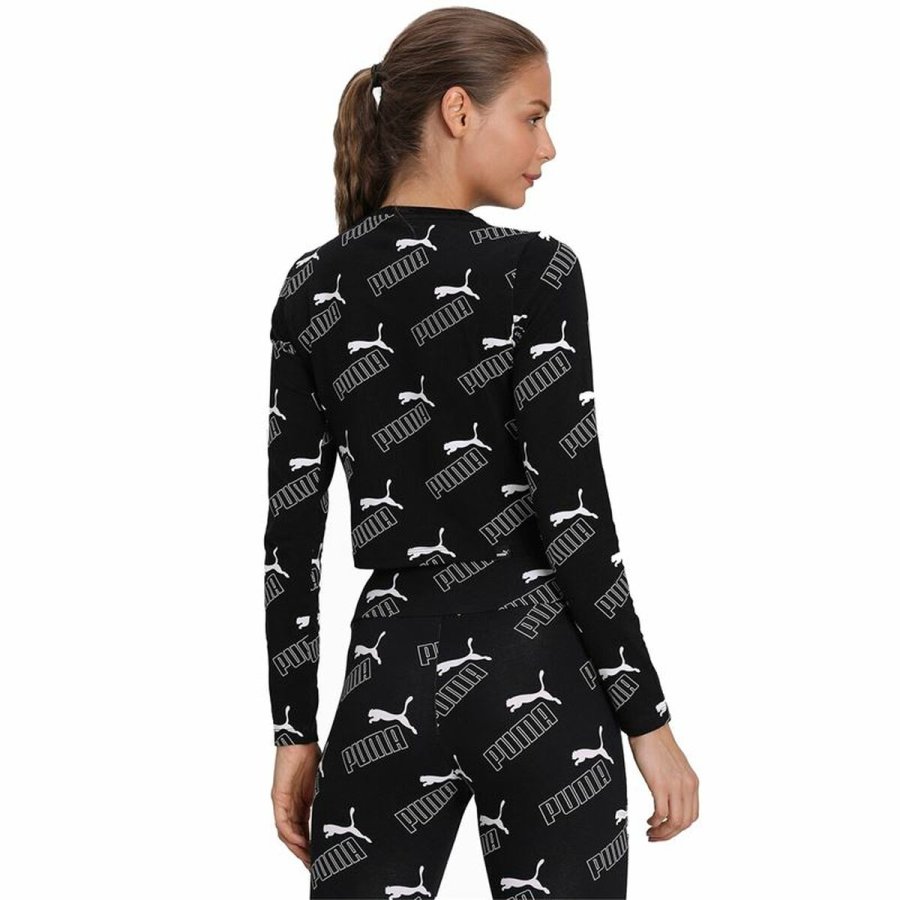 Kortrmet T-shirt til Kvinder Puma Amplified AOP LS Fitted  Sort #4