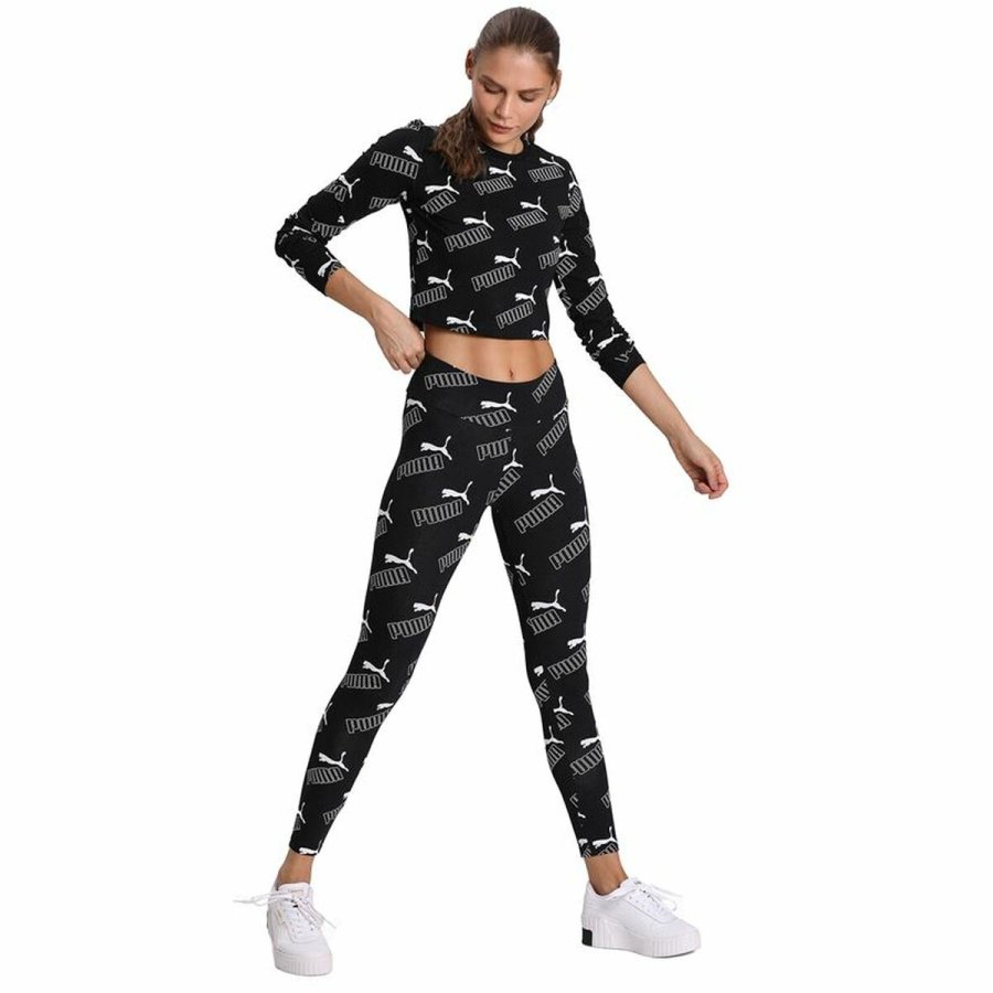 Kortrmet T-shirt til Kvinder Puma Amplified AOP LS Fitted  Sort #3