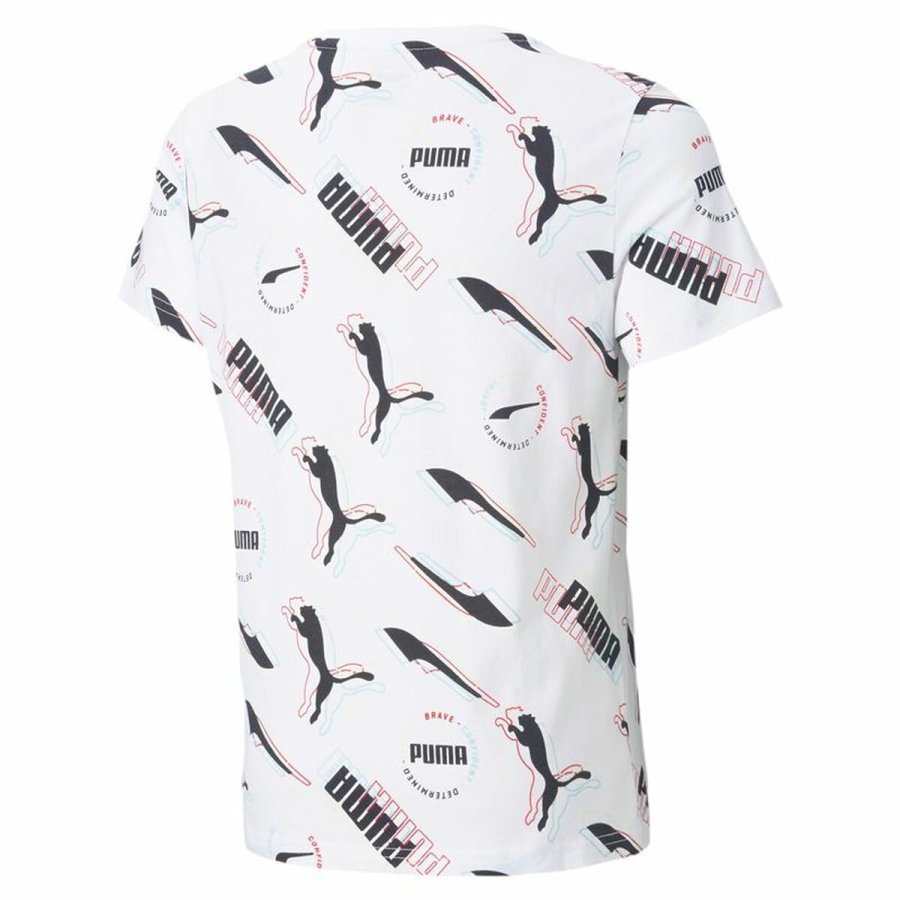 B�rne Kort�rmet T-shirt Puma AOP Hvid #2