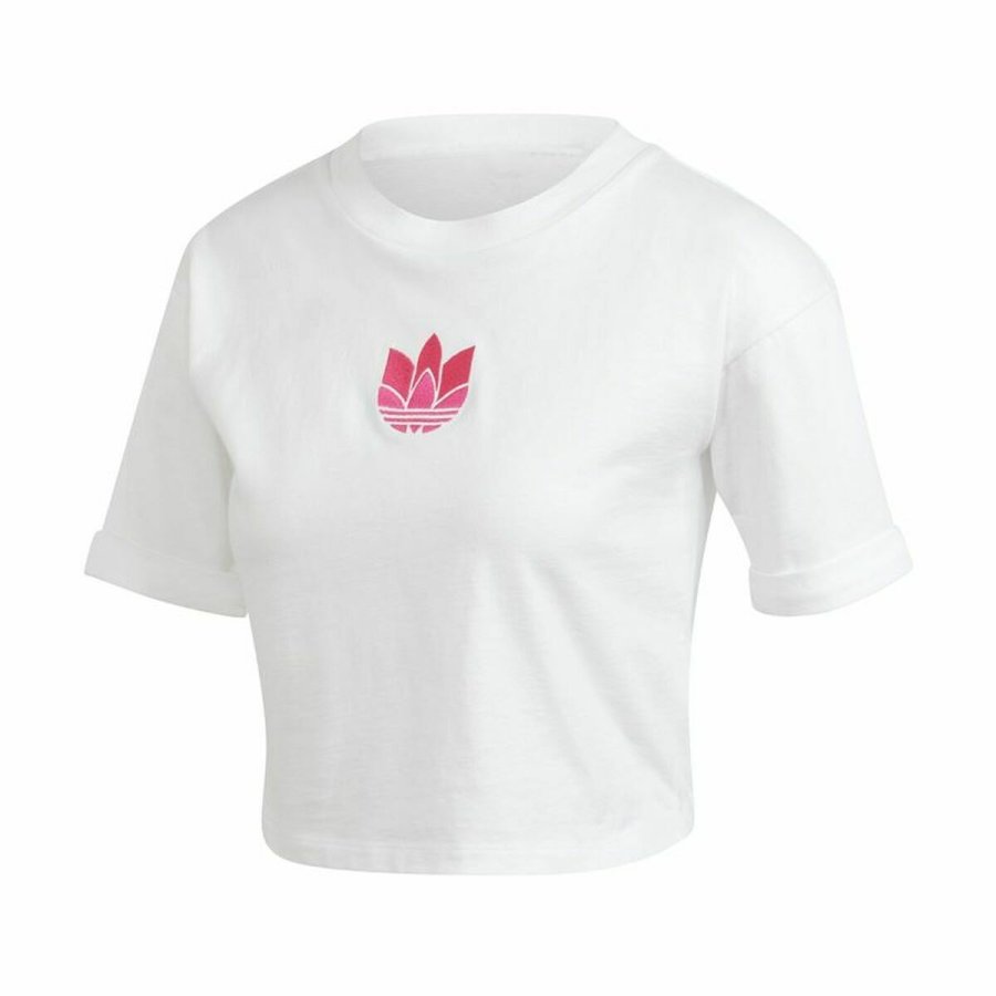 Kortrmet T-shirt til Kvinder Adidas Adicolor 3D Trefoil Hvid #2