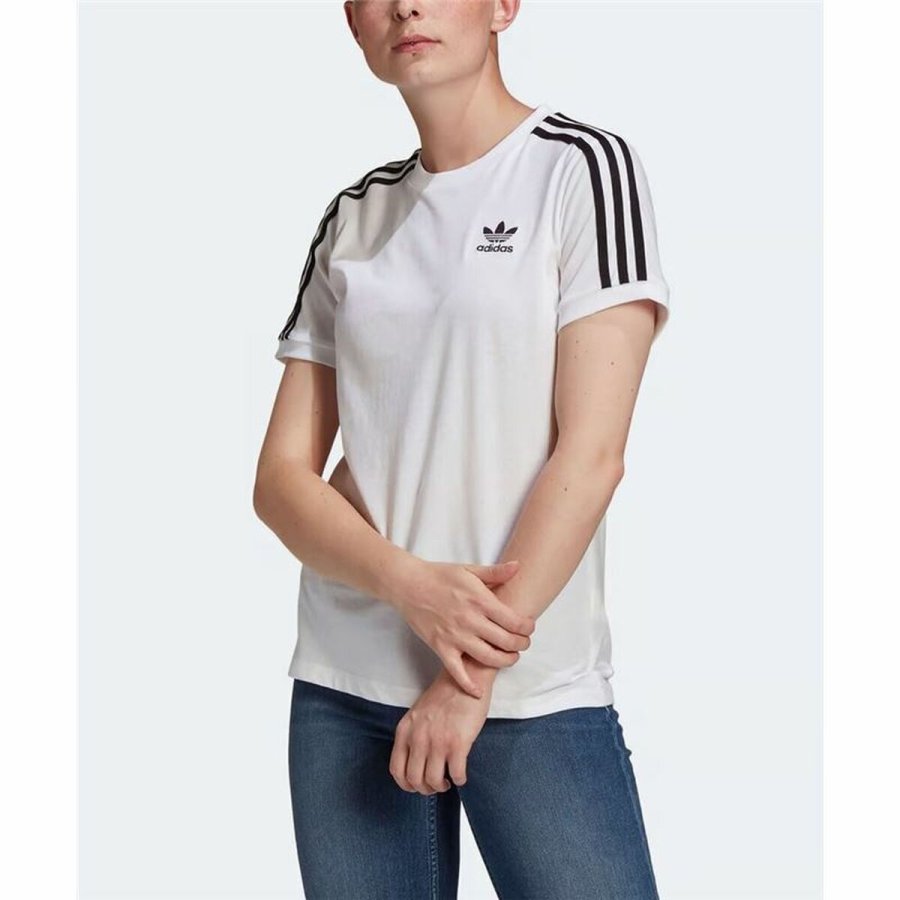 Kortrmet T-shirt til Kvinder Adidas 3 stripes Hvid #2