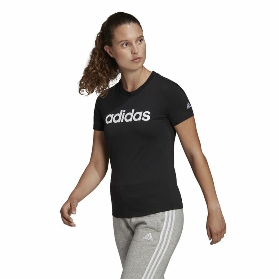Kortrmet T-shirt til Kvinder Adidas Lin T Sort (XS) #2