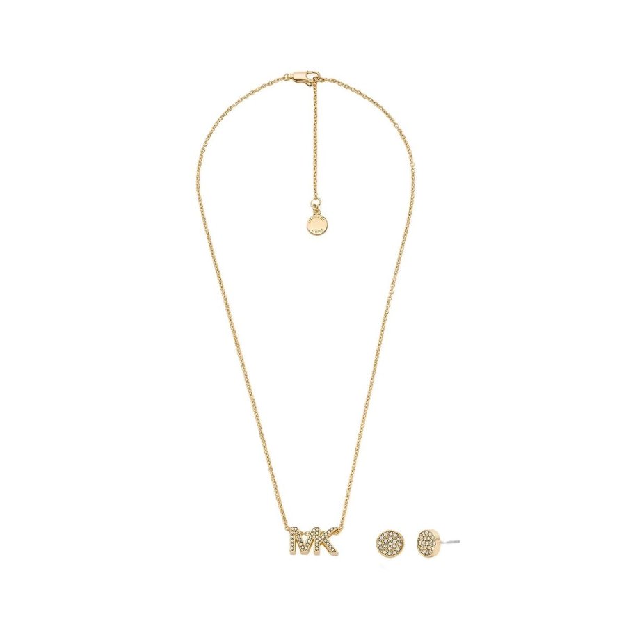 St med halskde og reringe til kvinder Michael Kors MKJ8019SET SPECIAL PACK NECKLACE + EARRINGS Gylden #1