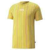 Kortrmet T-shirt til Mnd Puma Modern Basics Stripe M Gul #1