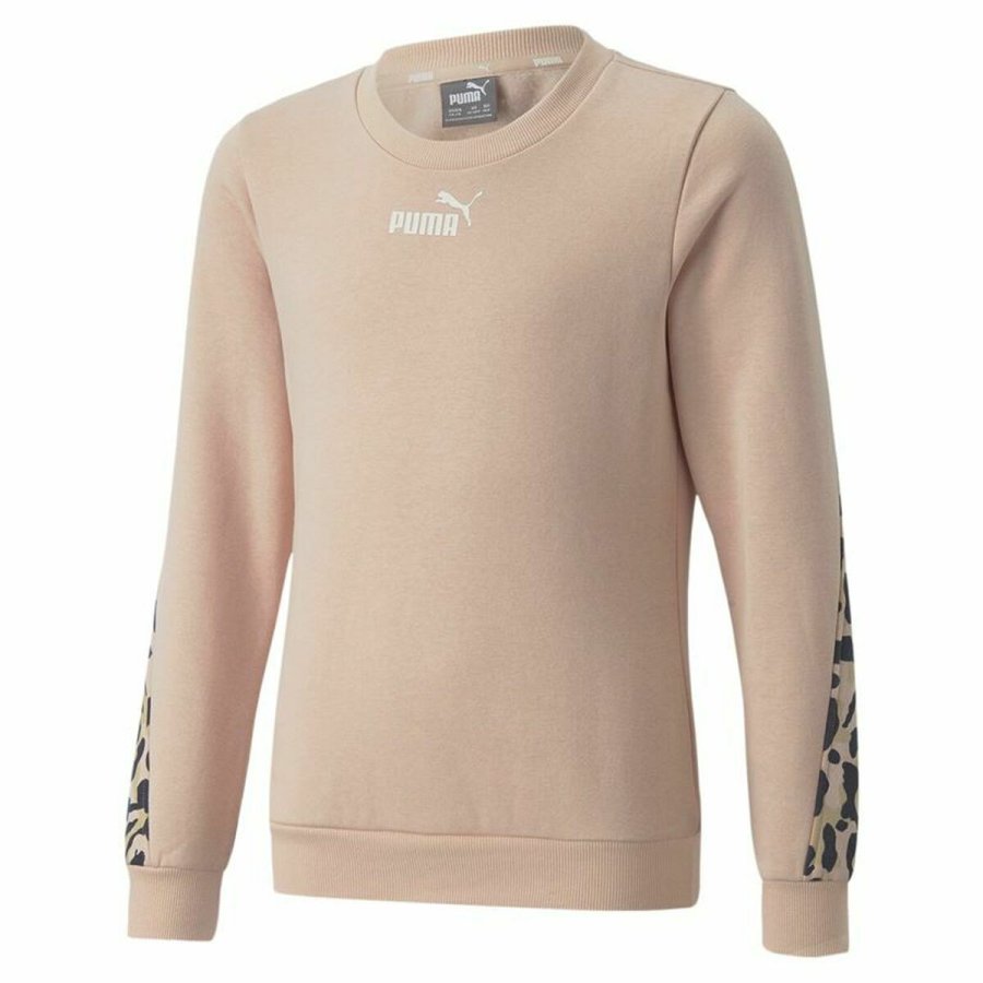 Sweatshirt uden htte til piger Puma Alpha Crew Neck Beige Leopard Pink #1