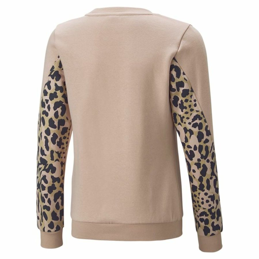 Sweatshirt uden htte til piger Puma Alpha Crew Neck Beige Leopard Pink #2
