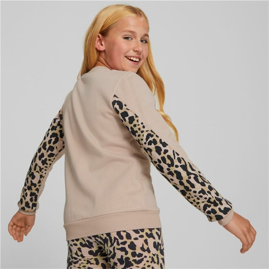 Sweatshirt uden htte til piger Puma Alpha Crew Neck Beige Leopard Pink #5