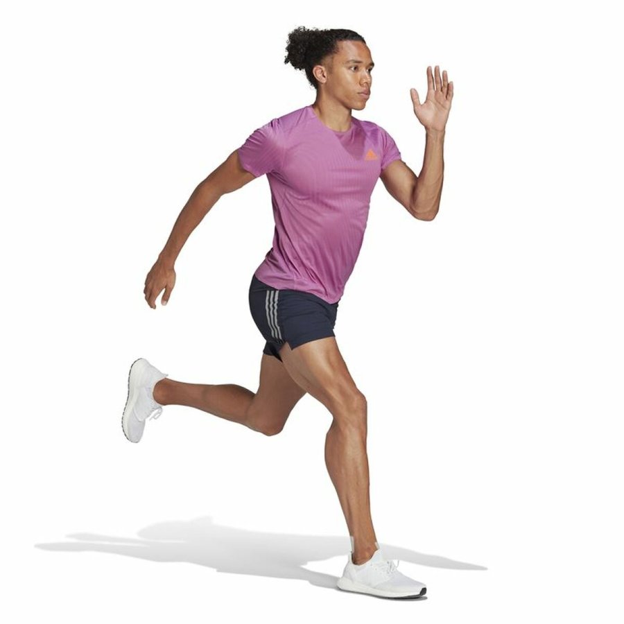 Kort�rmet T-shirt til M�nd Adidas Adizero Speed M�rk pink #7
