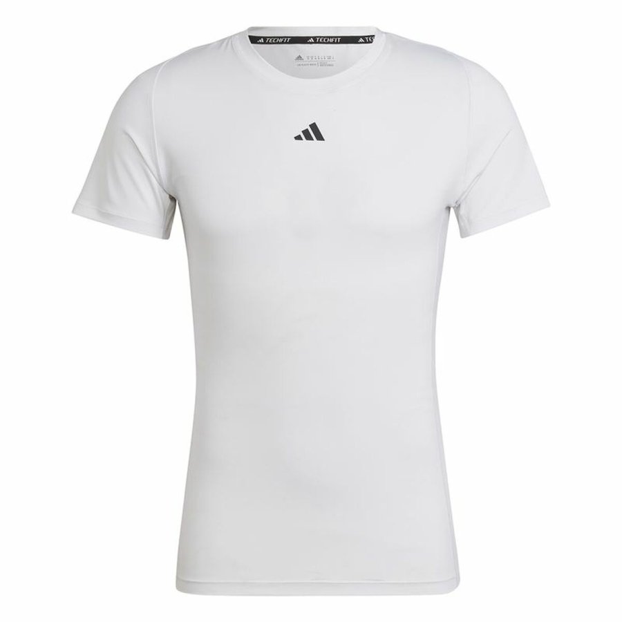 Kortrmet T-shirt til Mnd Adidas Techfit Training Hvid #1