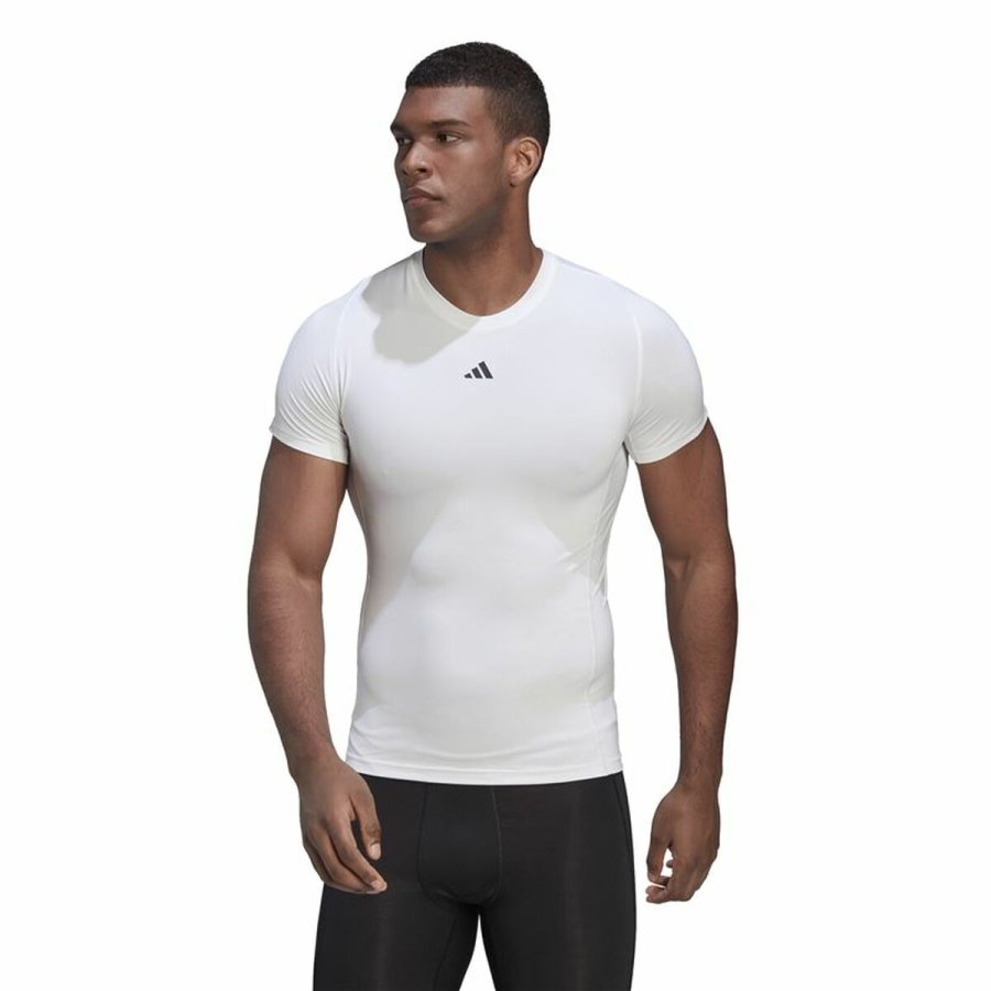 Kortrmet T-shirt til Mnd Adidas Techfit Training Hvid #2
