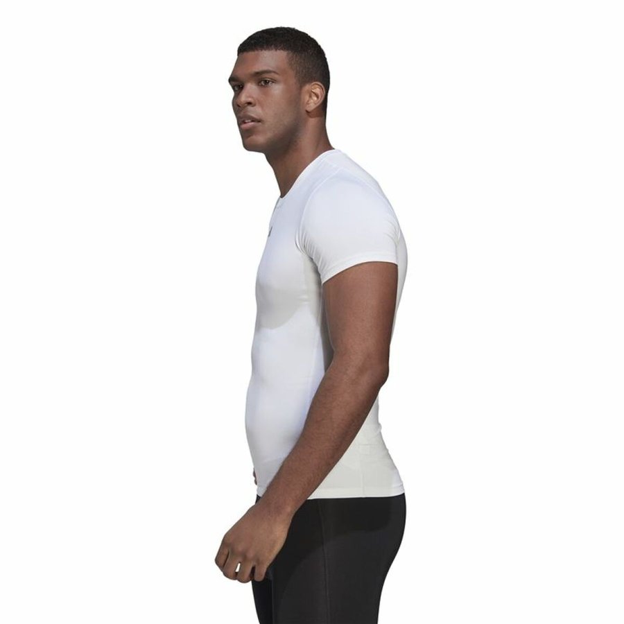 Kortrmet T-shirt til Mnd Adidas Techfit Training Hvid #4