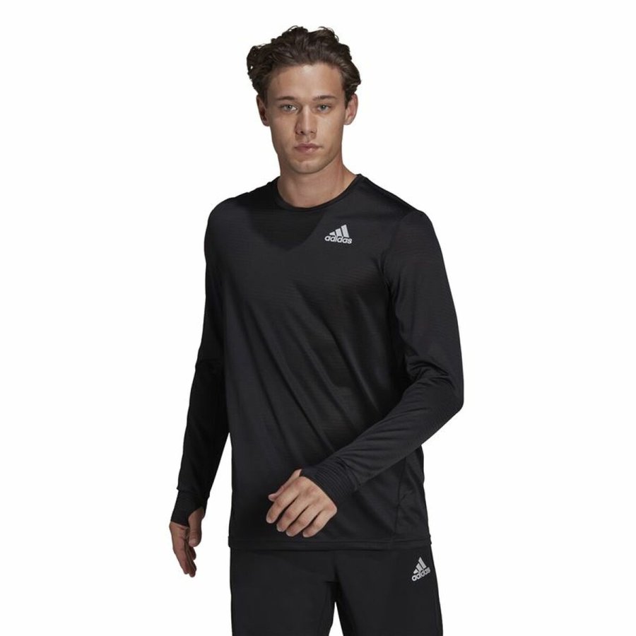 Lang�rmet T-shirt til M�nd Adidas Own The Run Sort #1