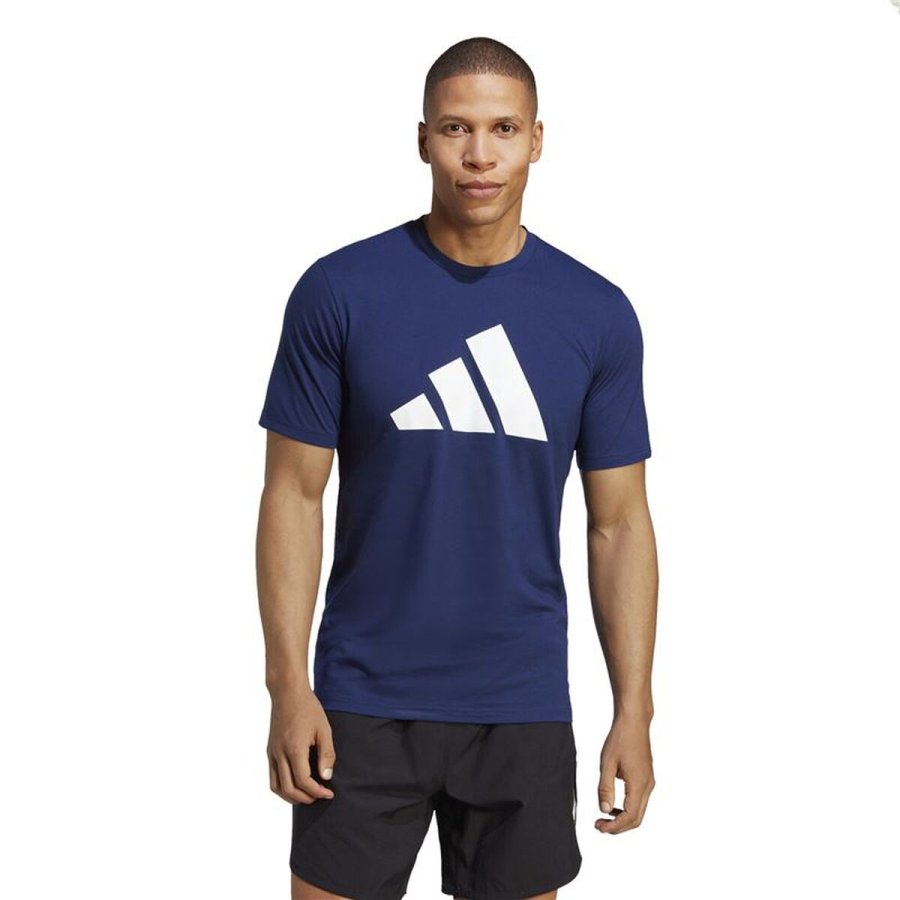 Kort�rmet T-shirt til M�nd Adidas Training Essentials Feel Ready M�rkebl� #2