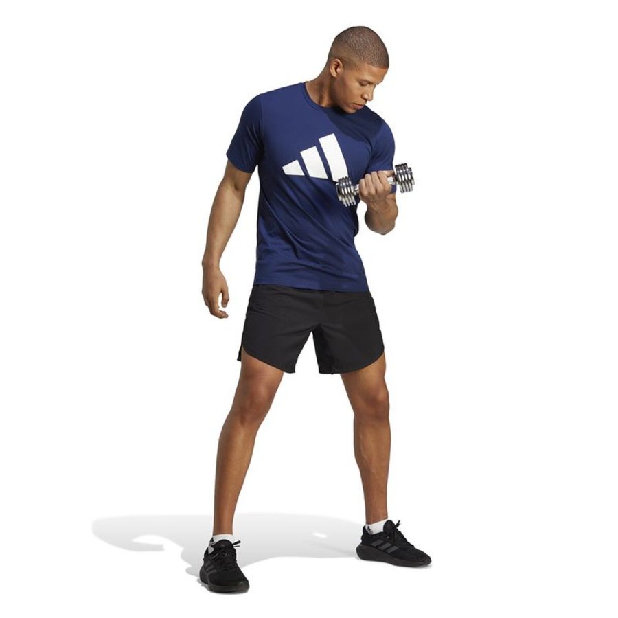 Kort�rmet T-shirt til M�nd Adidas Training Essentials Feel Ready M�rkebl� #5