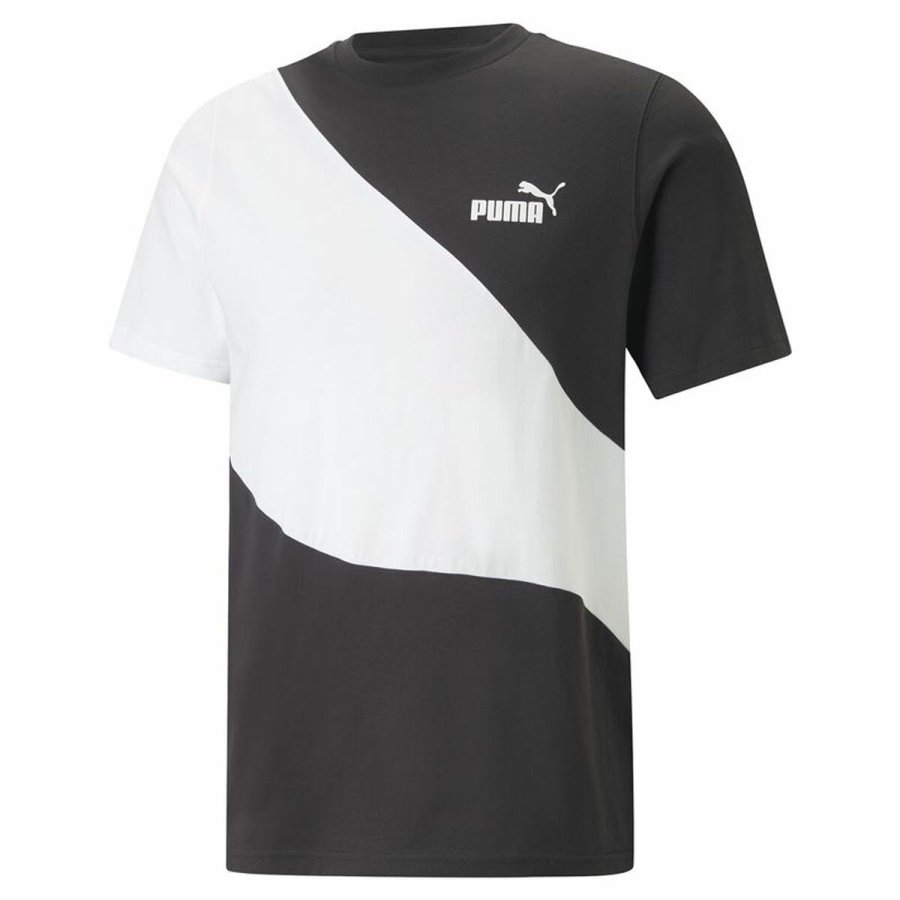 Kortrmet T-shirt til Mnd Puma Powert Hvid Sort #1