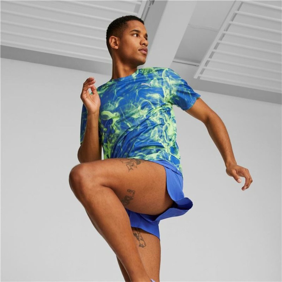 Kort�rmet T-shirt til M�nd Puma Run Favorite Bl� Gr�n #4