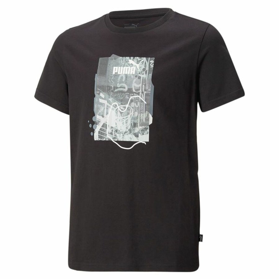 Kortrmet T-shirt til Brn Puma Essentials+ Street Art Grap Sort #1