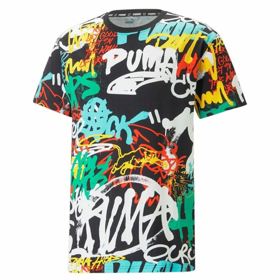 Kortrmet T-shirt til Mnd Puma Graffiti Sort #1