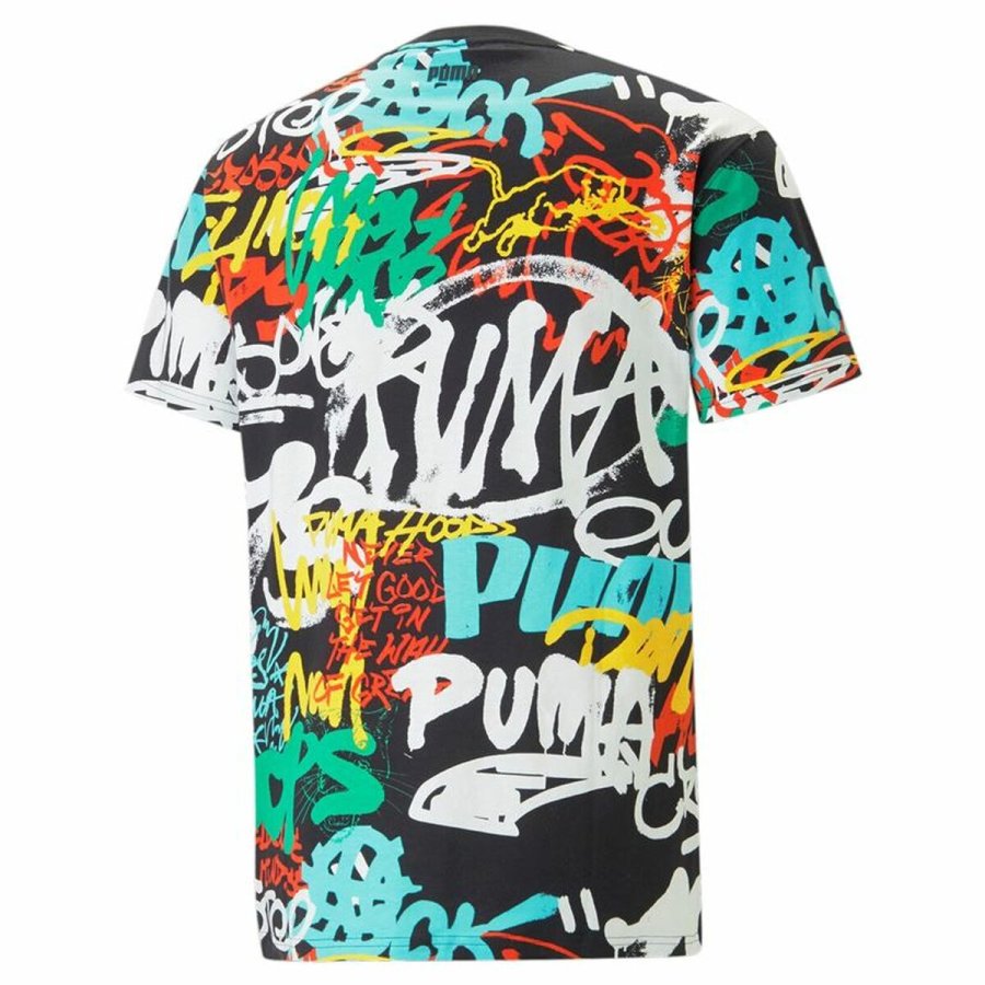 Kortrmet T-shirt til Mnd Puma Graffiti Sort #2