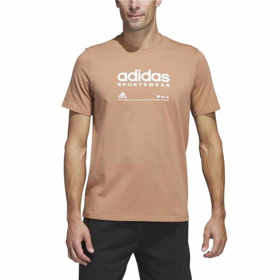 Kortrmet T-shirt til Mnd Adidas Lounge Brun #3