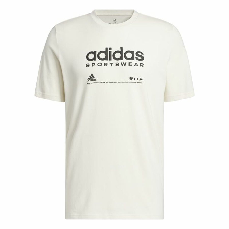 Kortrmet T-shirt til Mnd Adidas Lounge Hvid #1