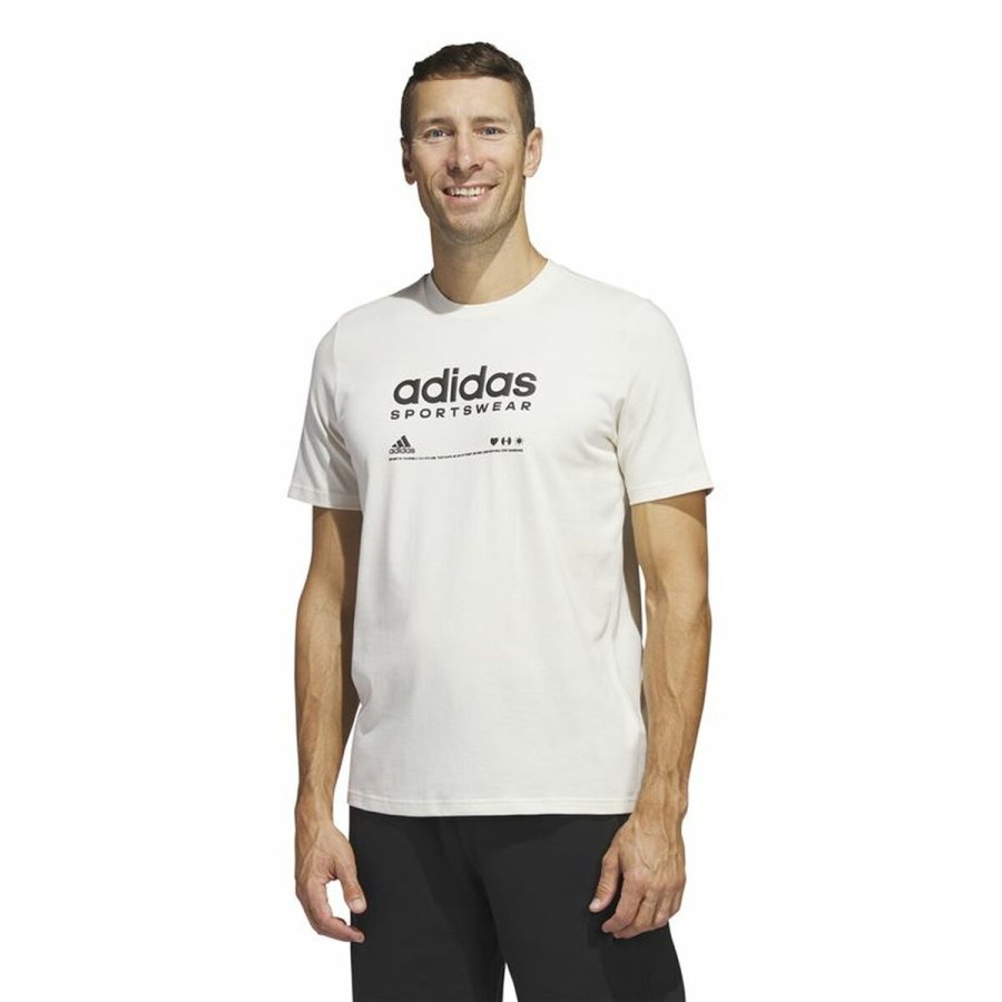 Kortrmet T-shirt til Mnd Adidas Lounge Hvid #2