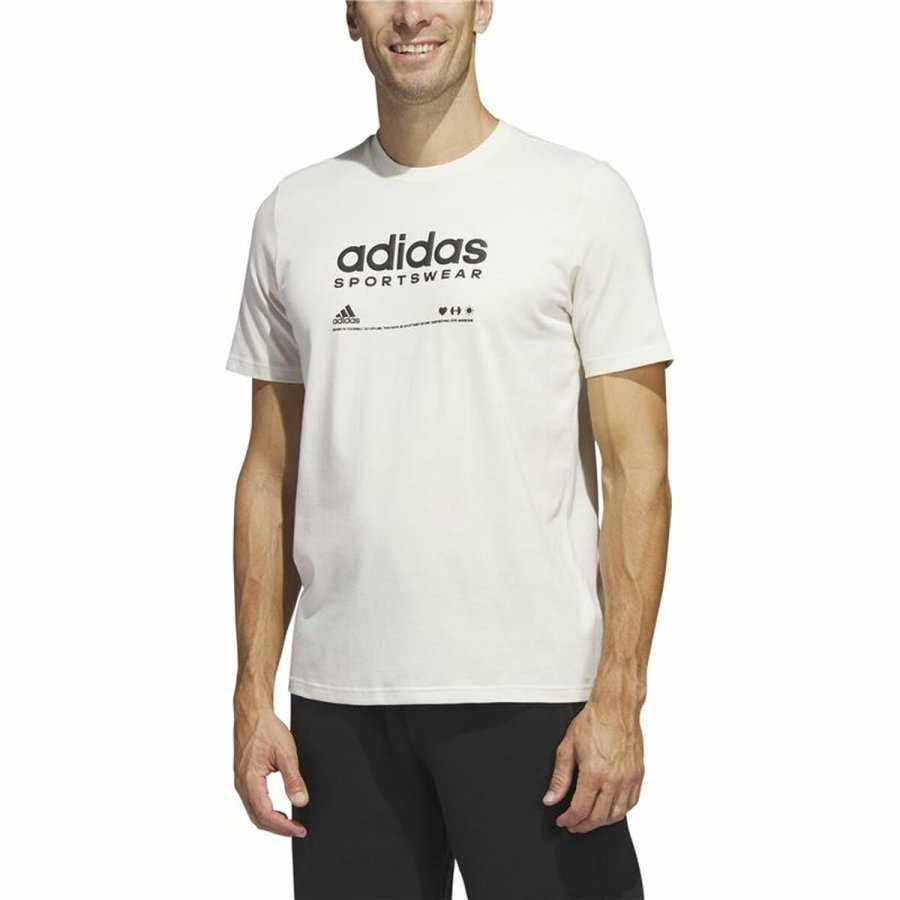 Kortrmet T-shirt til Mnd Adidas Lounge Hvid #3