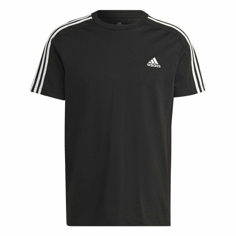 Kort�rmet T-shirt til M�nd Adidas Essentials Single 3 Bandas Sort #2