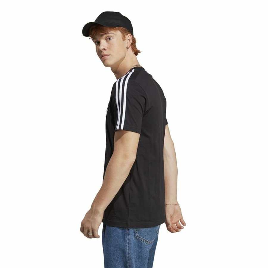 Kort�rmet T-shirt til M�nd Adidas Essentials Single 3 Bandas Sort #5