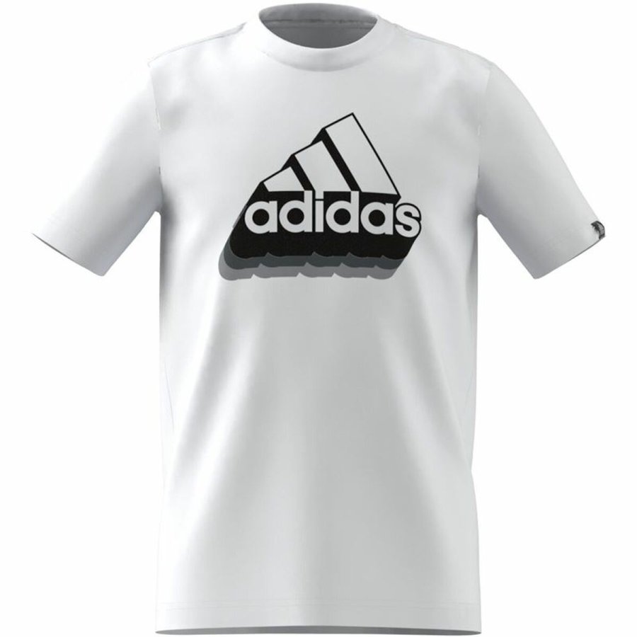 Kortrmet T-shirt til Brn Adidas B Bos Retro Hvid #1
