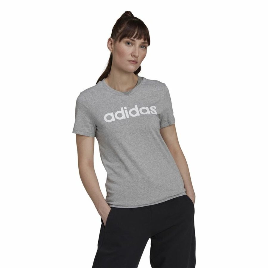 Kort�rmet T-shirt til Kvinder Adidas Essentials Logo Mujer Lysegr� (L) #2