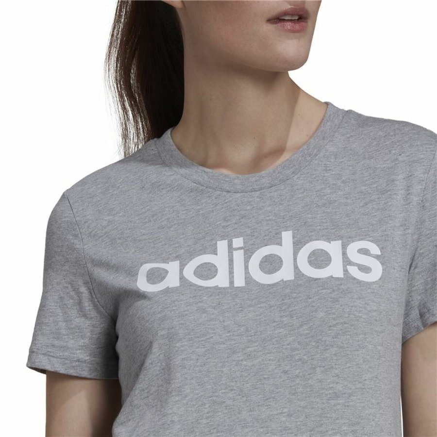 Kort�rmet T-shirt til Kvinder Adidas Essentials Logo Mujer Lysegr� (L) #6
