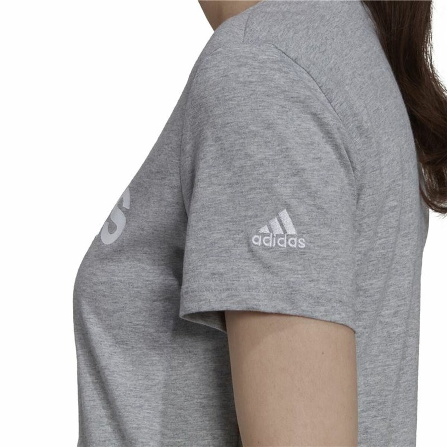 Kort�rmet T-shirt til Kvinder Adidas Essentials Logo Mujer Lysegr� (L) #7