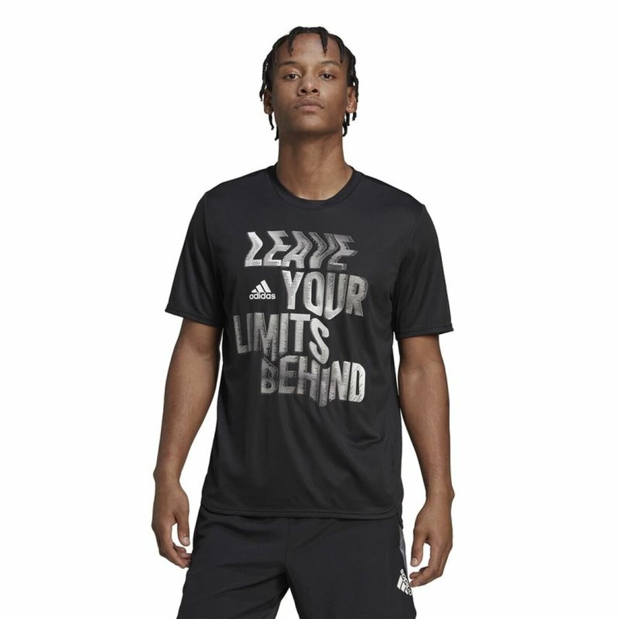 Kort�rmet T-shirt til M�nd Adidas HIIT Sort #2