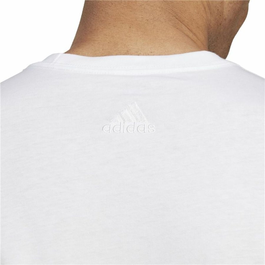 Kortrmet T-shirt til Mnd Adidas Essentials Hvid #7
