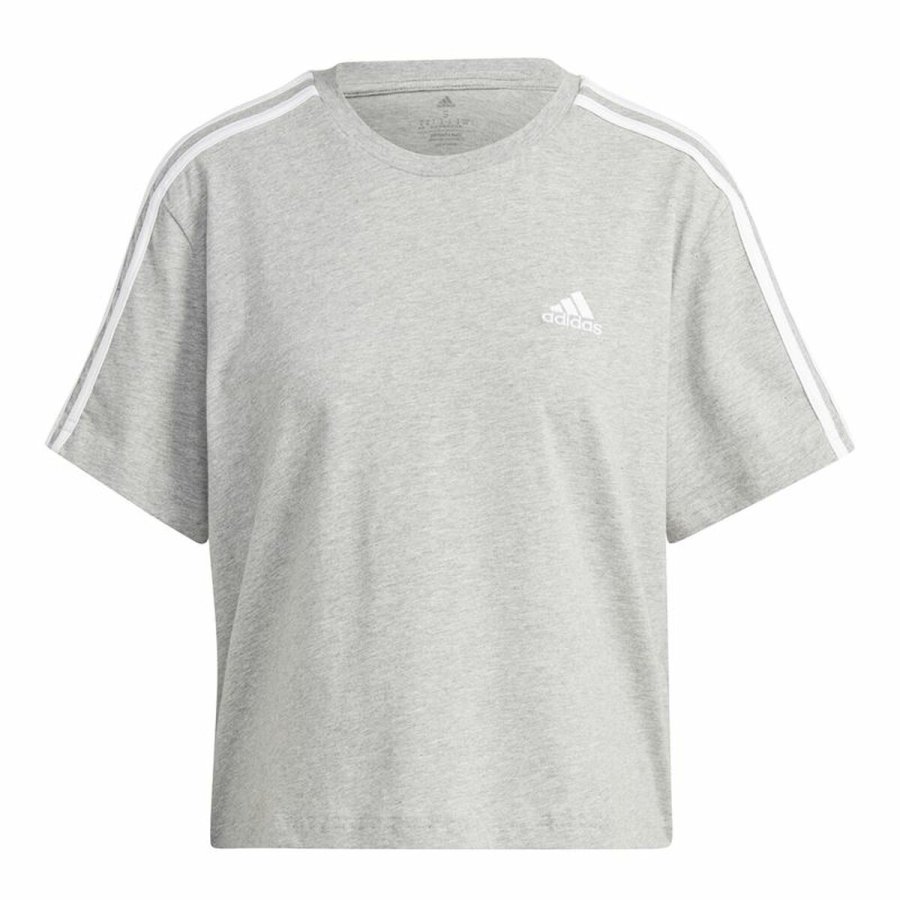 Kortrmet T-shirt til Kvinder Adidas 3S Cropped Top Lysegr (XS) #1