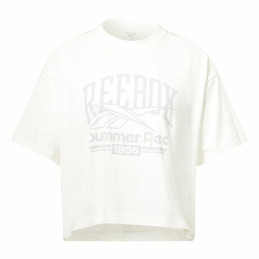 Kortrmet T-shirt til Kvinder Reebok Graphic Logo Hvid #1