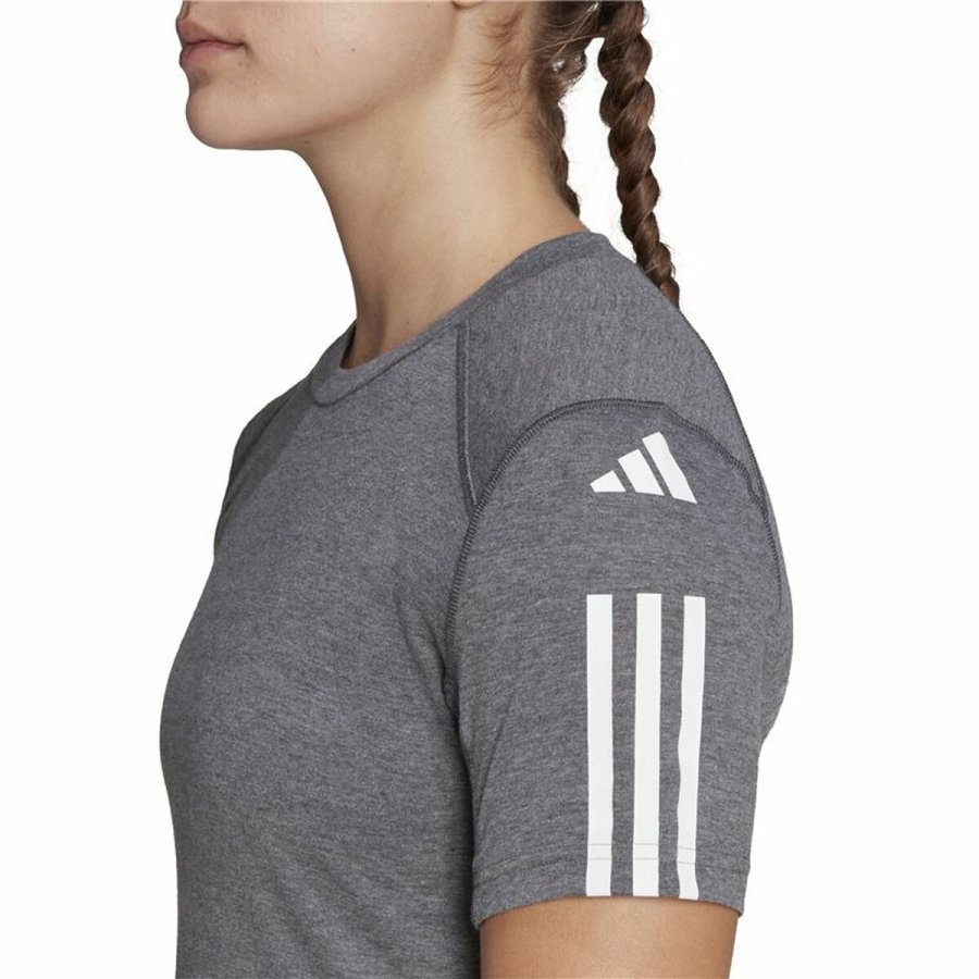 Kortrmet T-shirt til Kvinder Adidas 3 stripes Essentials Lysegr #4