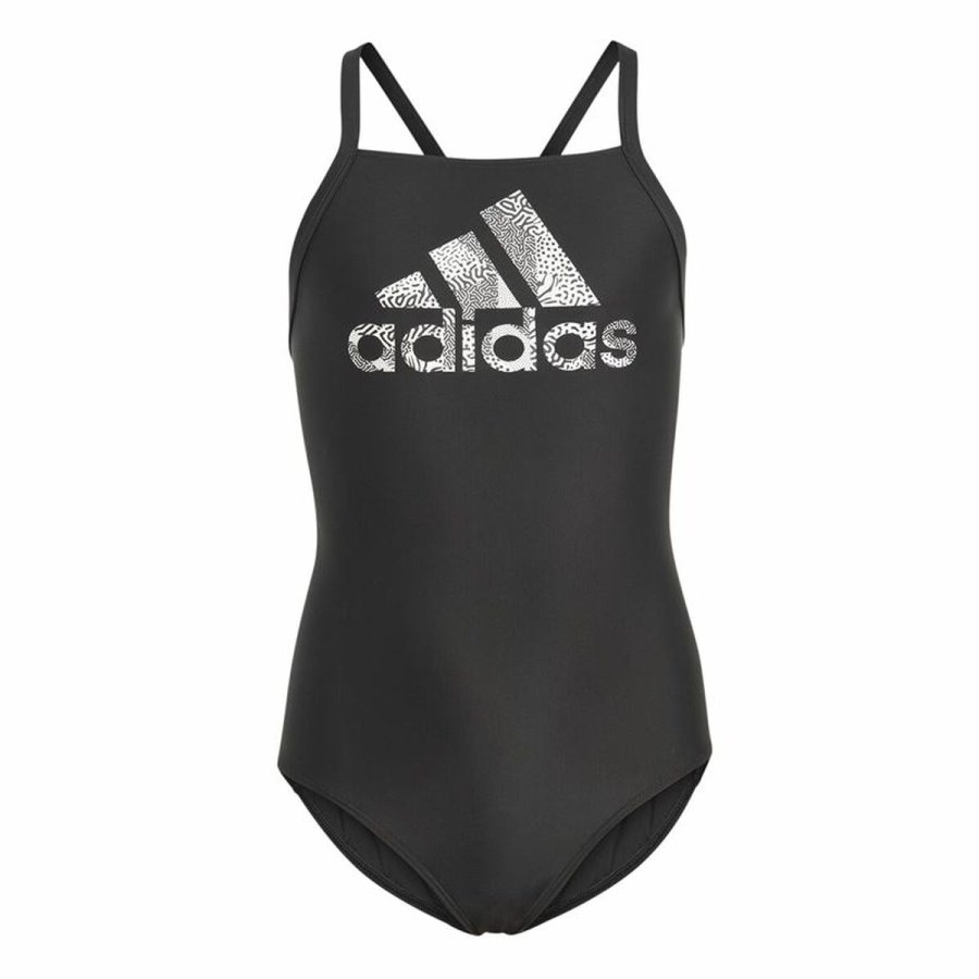 Badedragt til piger Adidas Big Logo Sort #1