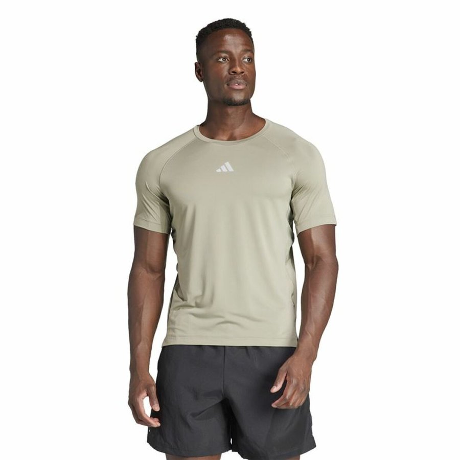 Kortrmet T-shirt til Mnd Adidas Essentials Gym+ Beige #2