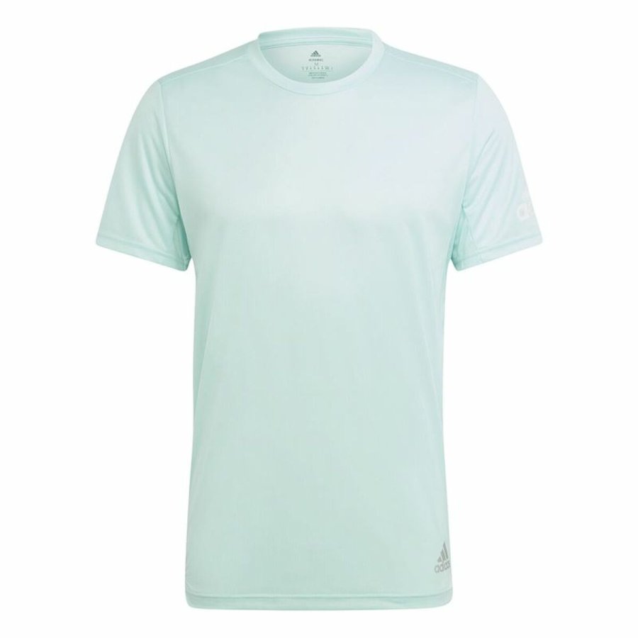 Kort�rmet T-shirt til M�nd Adidas Run It Akvamarin #1