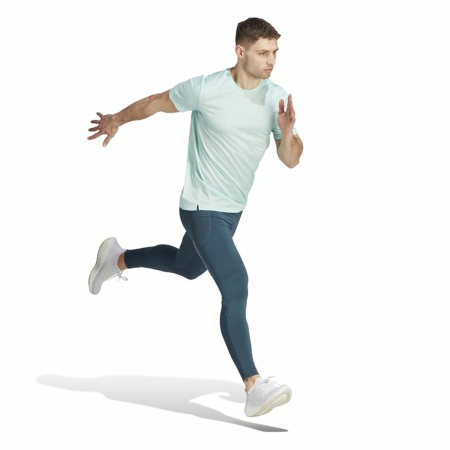 Kort�rmet T-shirt til M�nd Adidas Run It Akvamarin #5