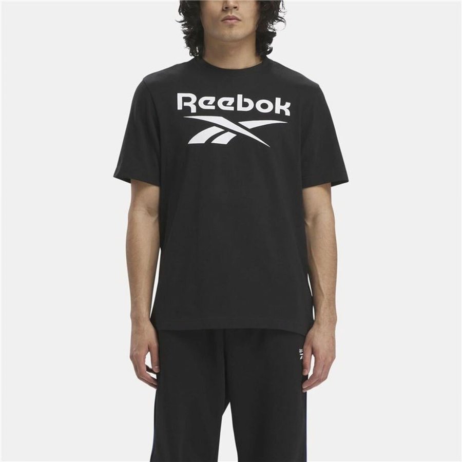 Kortrmet T-shirt til Mnd Reebok Identity Big Stacked Logo Sort S #3
