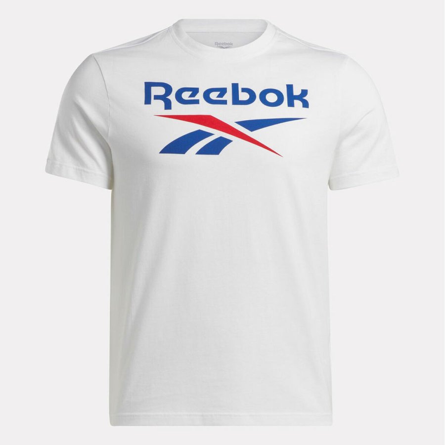 Kortrmet T-shirt til Mnd Reebok Identity Big Stacked Logo Hvid #6