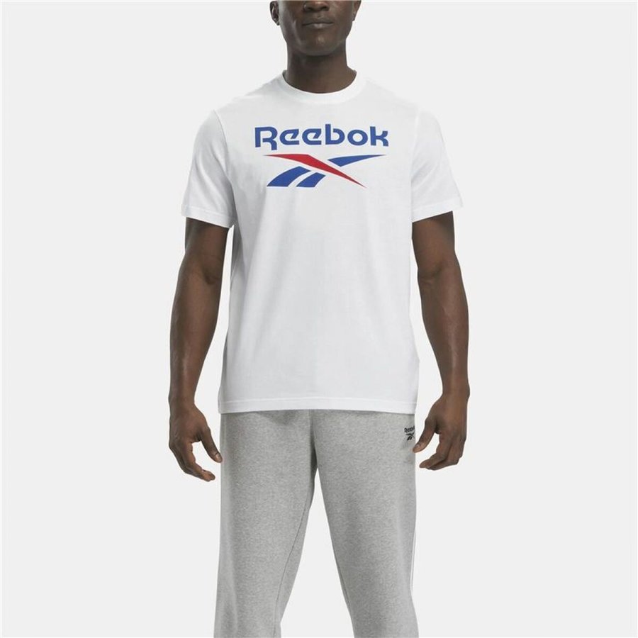 Kortrmet T-shirt til Mnd Reebok Identity Big Stacked Logo Hvid #3