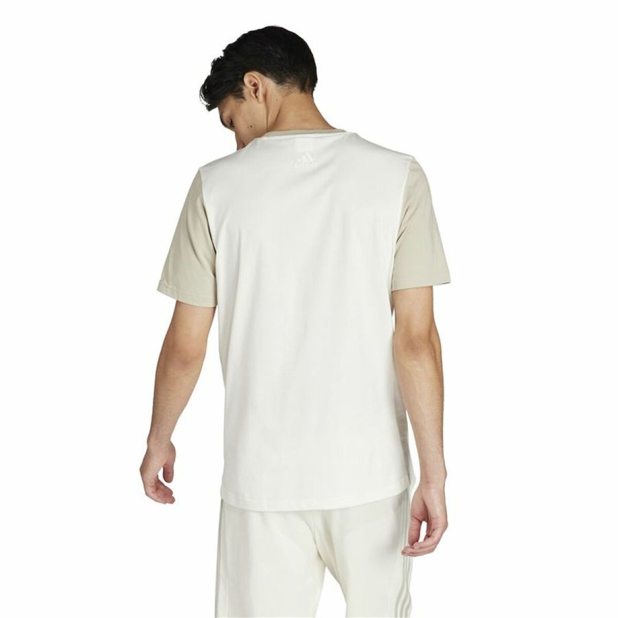Kort�rmet T-shirt til M�nd Adidas Big Logo Single Beige #5
