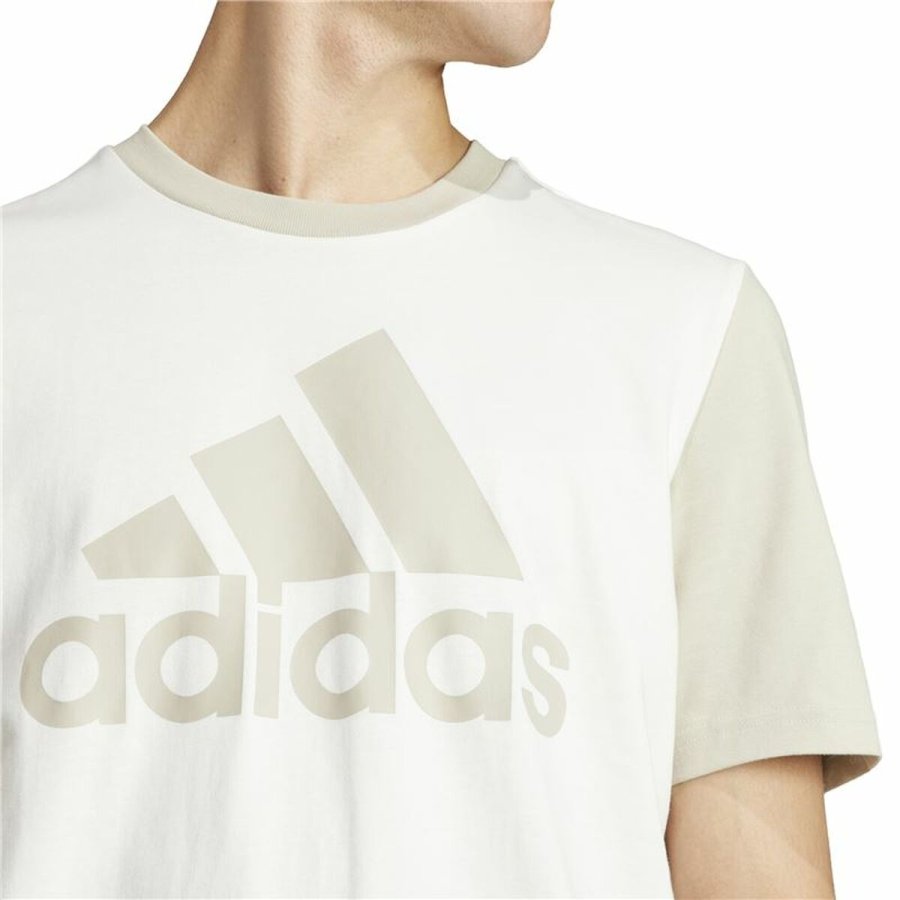 Kort�rmet T-shirt til M�nd Adidas Big Logo Single Beige #7