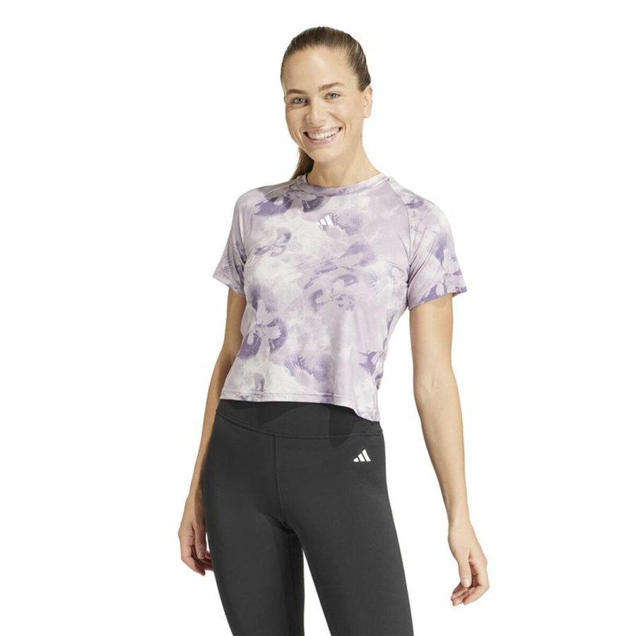 Kortrmet T-shirt til Kvinder Adidas Essentials Aop Flower (M) #2